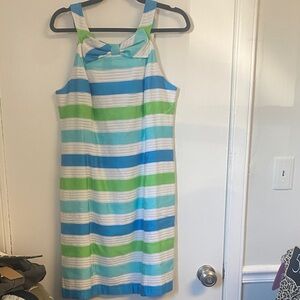 Lilly Pulitzer Blue and Green Striped Midi Dress